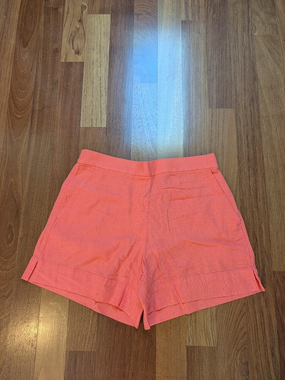 Banana Republic Factory Linen Blend High Rise Shorts In Coral Pink Sz M NWT